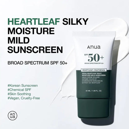 ANUA Heartleaf Silky Moisture Sunscreen SPF50+ PA++++ 50ml