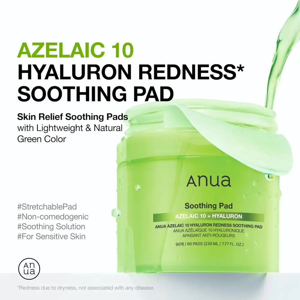 ANUA Azelaic Acid 10 Hyaluron Redness Soothing Pads 230ml (90 Pads)