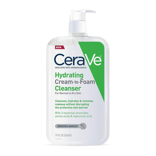 CeraVe Hydrating Cream to Foam Cleanser 562ml (19 Fl Oz) – Cream to Foam Face Cleanser